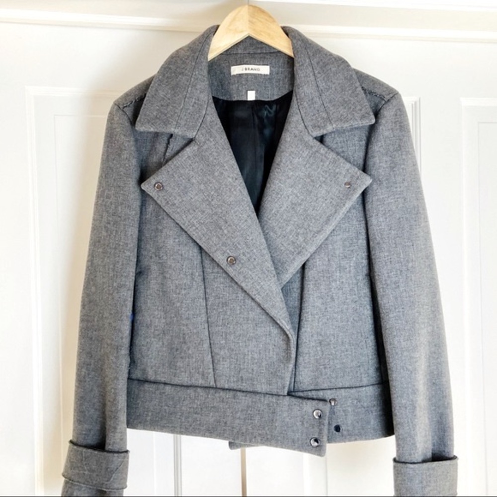 J Brand gray short bomber jacket S